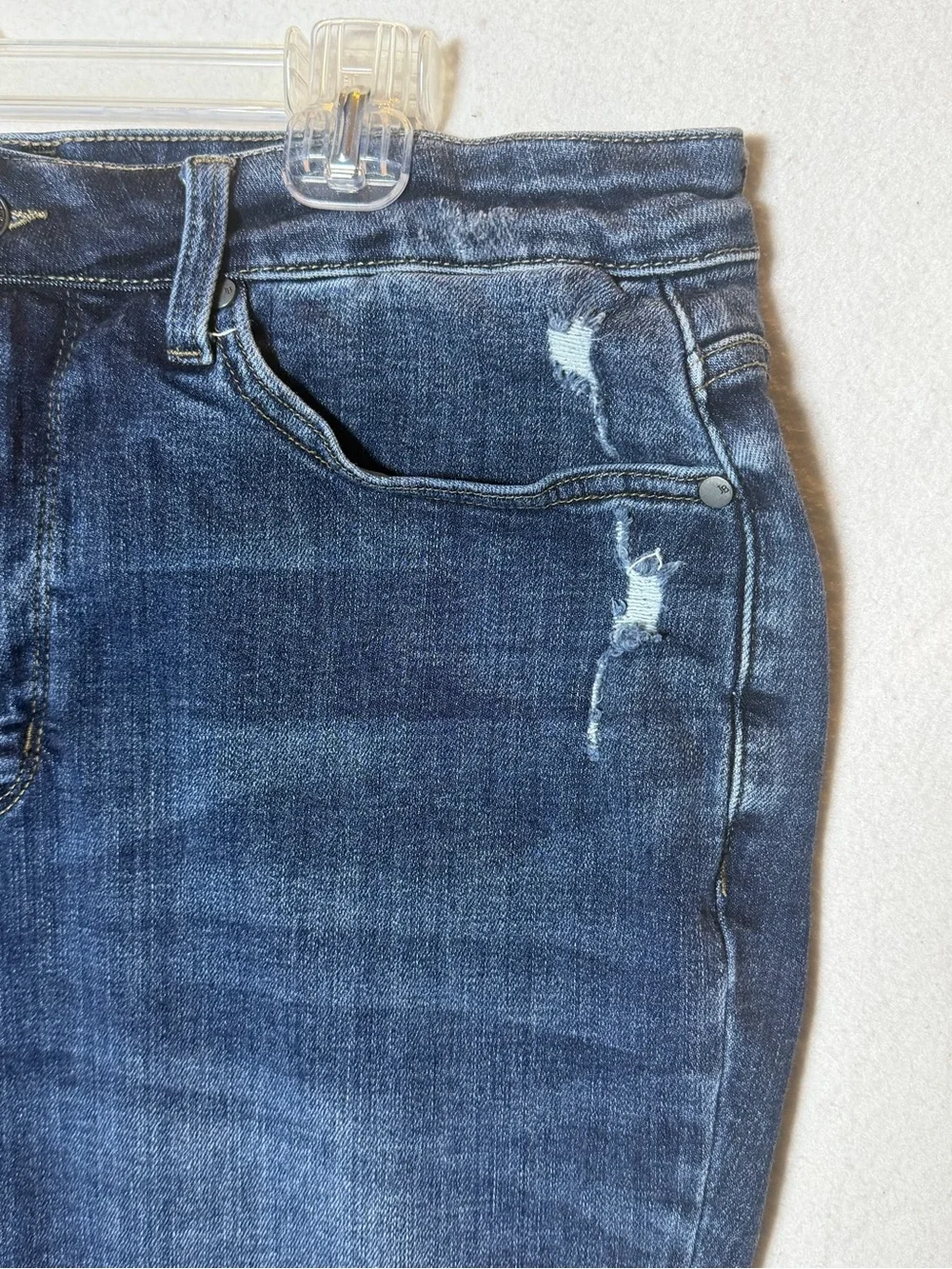 Judy Blue High Rise Skinny Jeans Distressed Raw Frayed Hem Dark Wash 18W - Picture 2 of 6